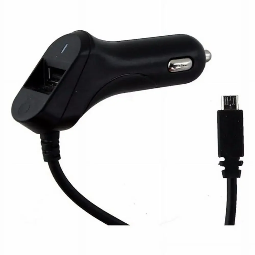 At&t Certified Micro USB Car Charger w/ Extra USB Port - Black